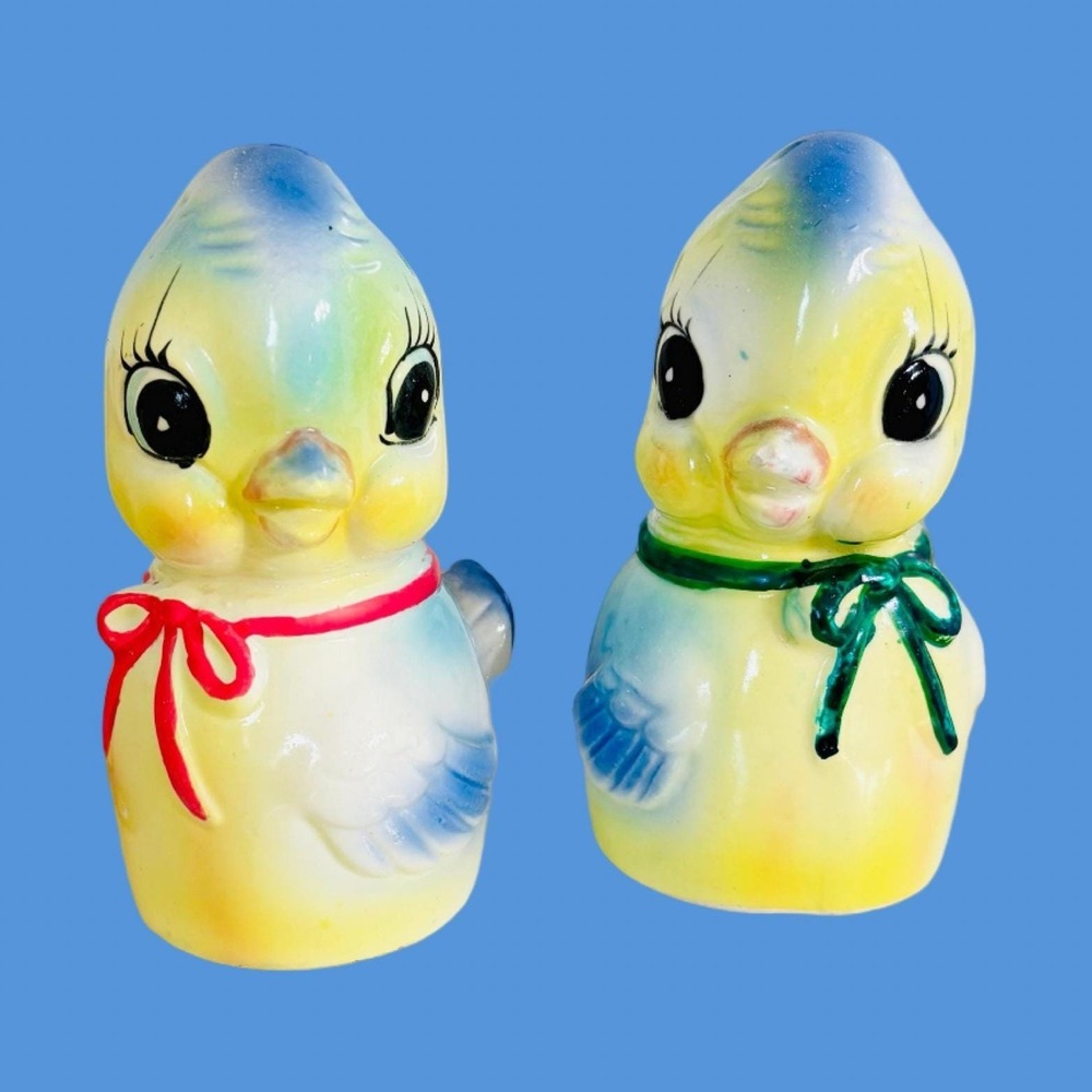 Vintage Commodore Japan Ceramic Bluebird Salt and Pepper Shakers 1960s Blue Bird